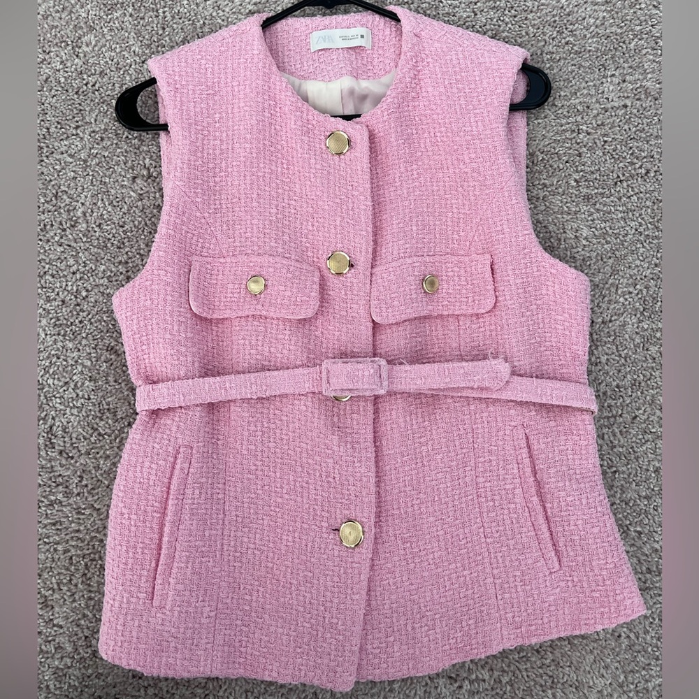 Zara Tweed Belted Vest